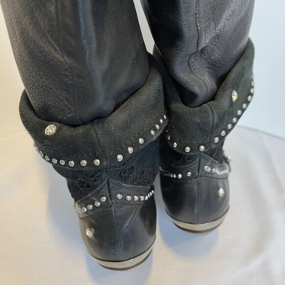 El Tequero Valerio Gluntoli Western Leather Italy Knee High Studded Rhinestones - Picture 10 of 16